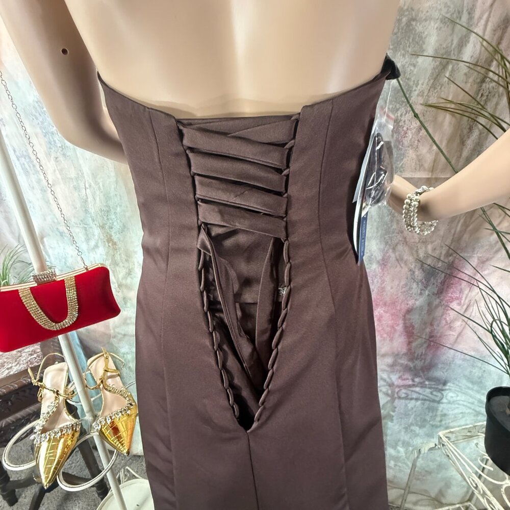 New📌Alfred Angelo Draped Bodice Crystal Beading Bridesmaid - Formal -Prom Dress - Picture 10 of 16